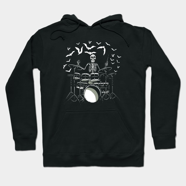 Drummer Skeleton Playing Drums Hoodie by UNDERGROUNDROOTS